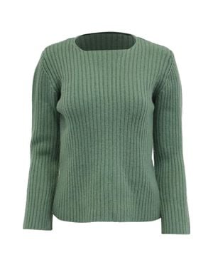 Theory Knitted Square Neck Longsleeve Sweater - Green