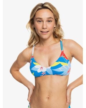Roxy Bikini Top Tropical Stretch Removable Cups Swimwear Jdm1490 - Blue