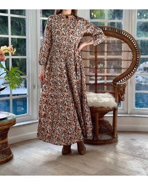 Just Darviny Boho Long Sleeve Maxi Dress - Multicolor