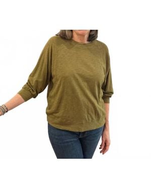 Bobi 3/4 Sleeve Raglan Tee With Bands - Green