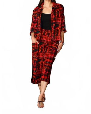 KikiSol Searenity French Terry Shrug With Collar - Red