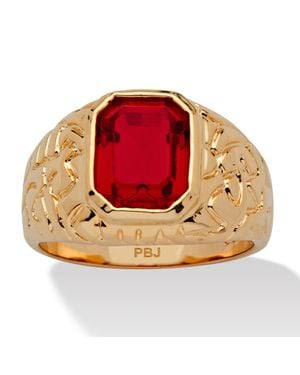 Palmbeach Jewelry 2.75 Tcw Emerald-Cut Simulated Ruby-Plated Nugget Style Ring - Red