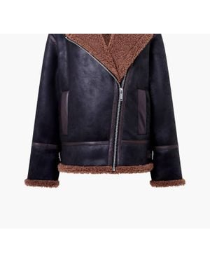 French Connection Suedette Zip Up Jacket - Blue