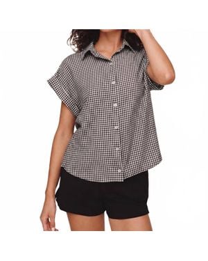 Bella Dahl Short Roll Sleeve Shirt - Gray