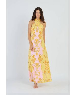 Beyond By Vera Jules Halter Dress - Metallic