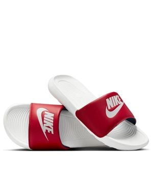 red nike slippers men