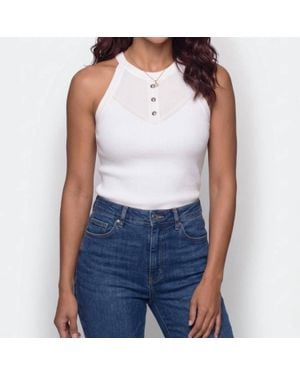 Tahari Jylian Halter Neck Knit Top - Blue