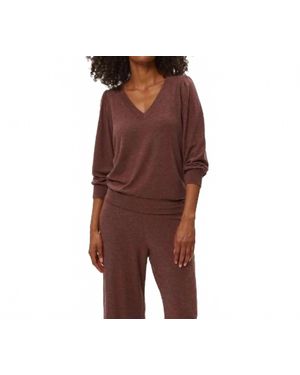 Michael Stars Gabriella Madison Jersey 3/4 V Top - Red