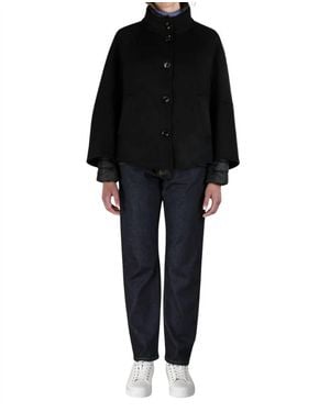 Moorer Stand Collar Short With Puffer Long Sleeves Coat - Black