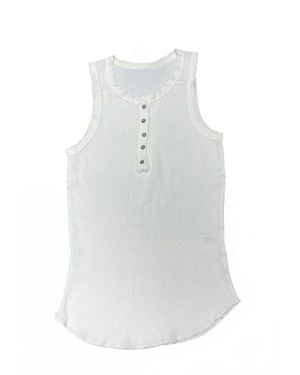 Crown Jewel Thermal Crew Henley Tank - White
