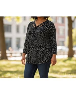 Kasper Polka Dot Top - Black