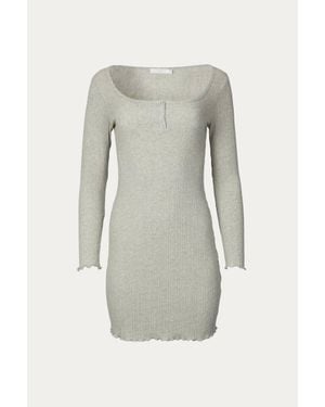 Lush Ribbed Mini Dress - Gray