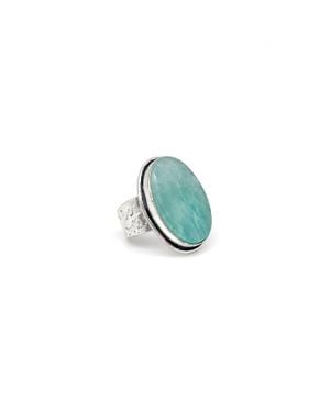 Anju Kashi Semiprecious Oval Stone Ring - Blue