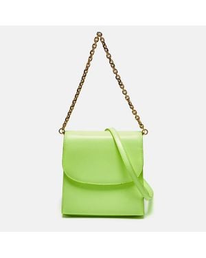 Folklore Neon Leather Loop Crossbody Bag - Green