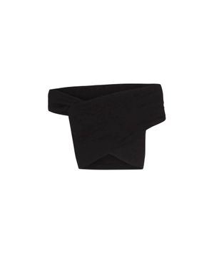 Cortana Candy Linen Crop Top - Black