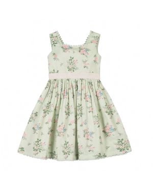 Hope & Henry Girl's Organic Sleeveless Sateen Party Dress - Green