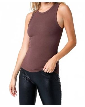 Olivaceous Ribbed Back Peep Show Muscle Tank Top - Purple