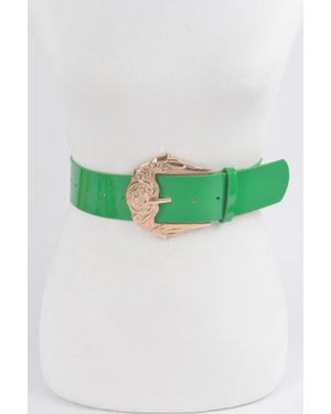 Fashnzfab Metal Buckle Enamel Belt - Green