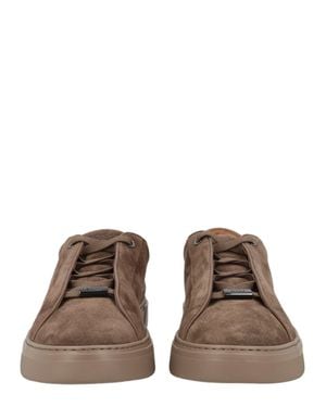 BOSS Garytenn Monochromatic Calf Leather Sneakers - Brown