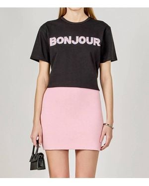 Endless Rose Bonjour Sequins Embroidered Patch Top - Black