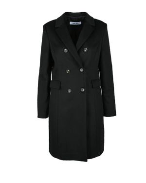 ANNIE PARIS Double-Breasted Tailored Wool Coat - Black
