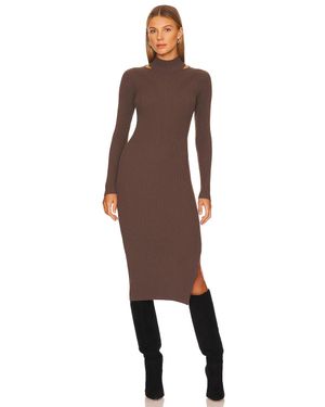 Heartloom Miller Bodycon Midi Dress Bark Viscose Turtle Neck Jdm761 - Brown