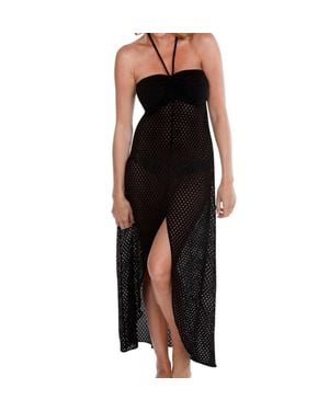 Dotti Spot On Bandeau Hi-Low Front Slit Dress - Black
