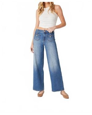 Level 99 Tribecca Sailor Wide Leg Jeans - Blue