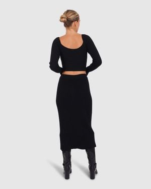 Belle & Bloom All My Life Knit Midi Skirt - Black