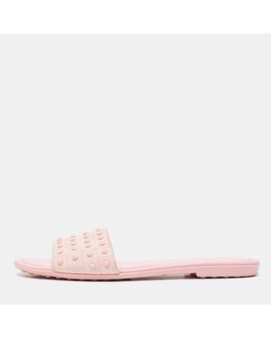 Tod's Suede Studded Flat Slides - Pink