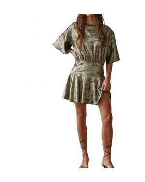 By Together Woven Lurex Flare Mini Dress - Natural