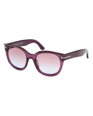 Tom Ford Sunglasses Cat Eye Full Rim, Shiny Lilac Frame And Gradient Lens Ft111480Z - Purple