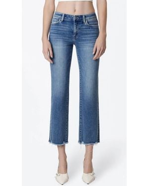 VERVET BY FLYING MONKEY Mid Rise Distressed Hem Crop Straight Jeans - Blue