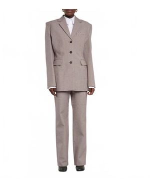 Ferragamo Wool Houndstooth Pants - Gray