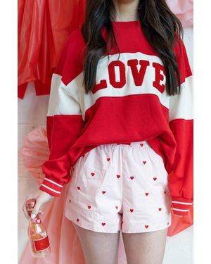 Day + Moon Lovers Elastic Waist Shorts - Red