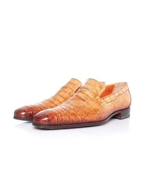 Santoni Alligator Leather Loafers - Orange