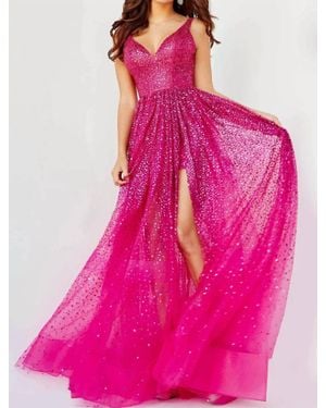 Jovani Stardust Flowing Sequin Gown - Pink