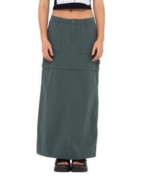 Rusty Billie Low-Rise Ripstop Zip Off Skirt - Green
