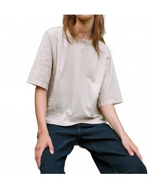 indi & cold Embroidered Cotton T-Shirt - Gray