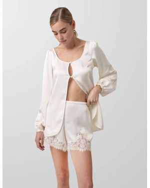 Line & Dot Nicolo Lace Trim Shorts - White