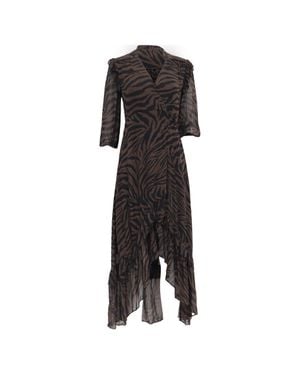 Ba&sh Selena Zebra Print Maxi Wrap Dress - Black