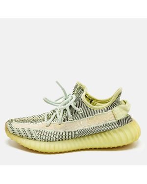 Yeezy Boost 350 V2 Yeezreel Non-Reflective Size 39 1/3 Neon Knit Fabric Sneakers - Metallic