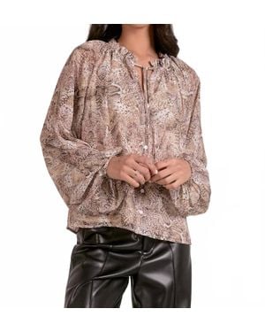 Elan Snake Print Blouse - Brown