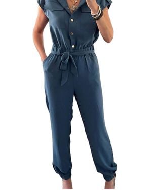 Patty Kim Belted Jumpsuit - Blue