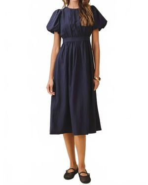 TCEC Puff Sleeve Midi Dress - Blue