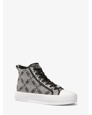 MICHAEL Michael Kors Evy Empire Logo Jacquard High-top Sneaker - White