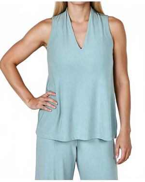 Sympli Deep V Trapeze Tank Top - Blue