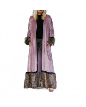 Jennafer Grace Velvet Faux Fur Jacket - Purple