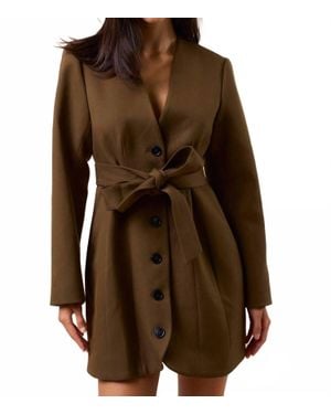 Lalavon Belted Blazer Mini Dress - Brown