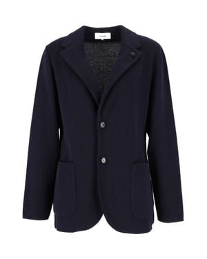 Lardini Wool Tailored Knit Blazer - Blue